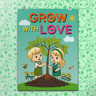 Póster Cita Inspiradora Positiva de Dibujos Animados para