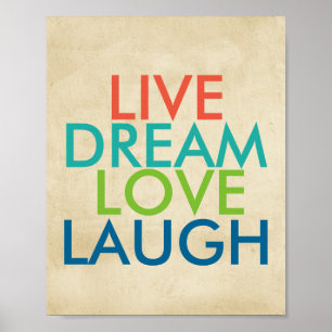 Póster cita inspiradora poster vivir soñar con reír