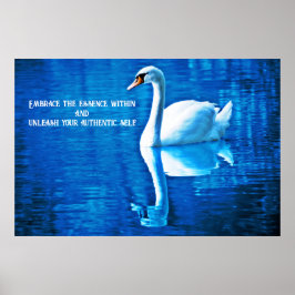 Póster Cita inspiradora Reflexión de cisne azul y blanco