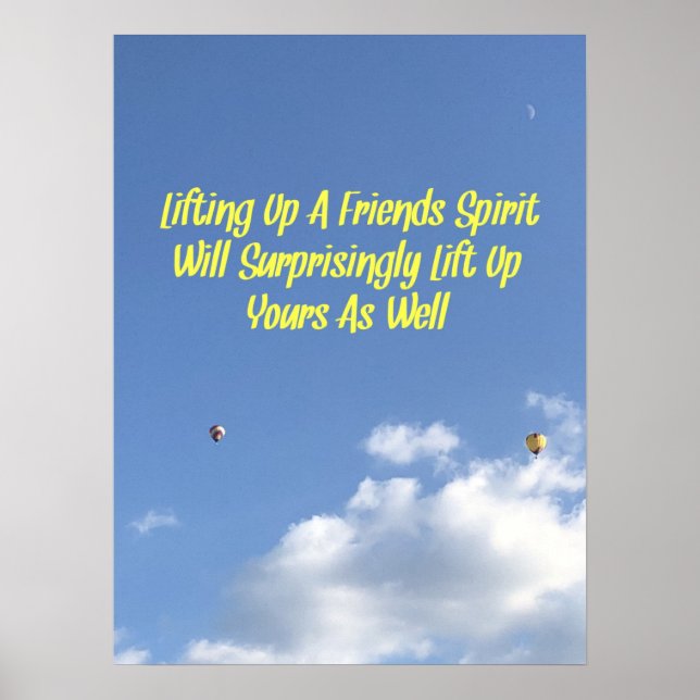 Póster Cita inspiradora Sobre El Globo De Aire Caliente D (Frente)