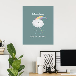 Póster Cita Inspiradora sobre la lluvia arcoiris suave