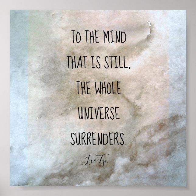 Póster cita inspiradora texto lao tzú acuarela gris (Frente)