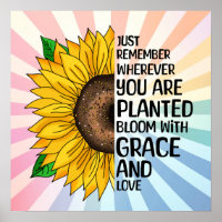 Cita inspiradora y girasol dibujado a mano