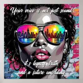 Póster Cita Inspiradora y Mujer Ciudad
