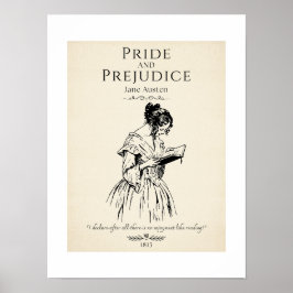 Póster Cita literaria de Orgullo y Prejuicio de Jane Aust