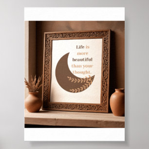 Póster Cita minimalista de tono tierra, luna y vida botán