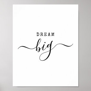 Póster Cita minimalista moderna de grandes sueños Motivac