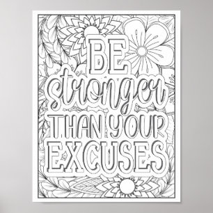 Póster Cita motivacional Coloración de adultos