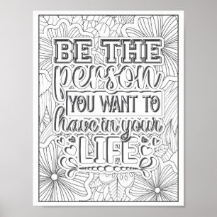 Póster Cita motivacional Coloración de adultos