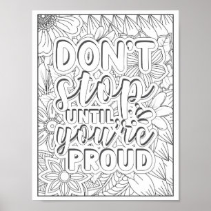 Póster Cita motivacional Coloración de adultos