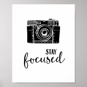 Póster Cita Motivacional de Cámara Vintage Mantén el Enfo