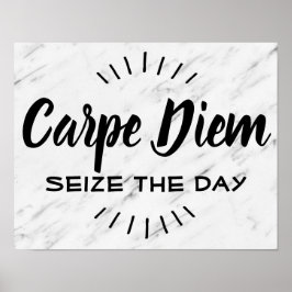 Póster Cita motivacional de Carpe diem diciendo mármol mo