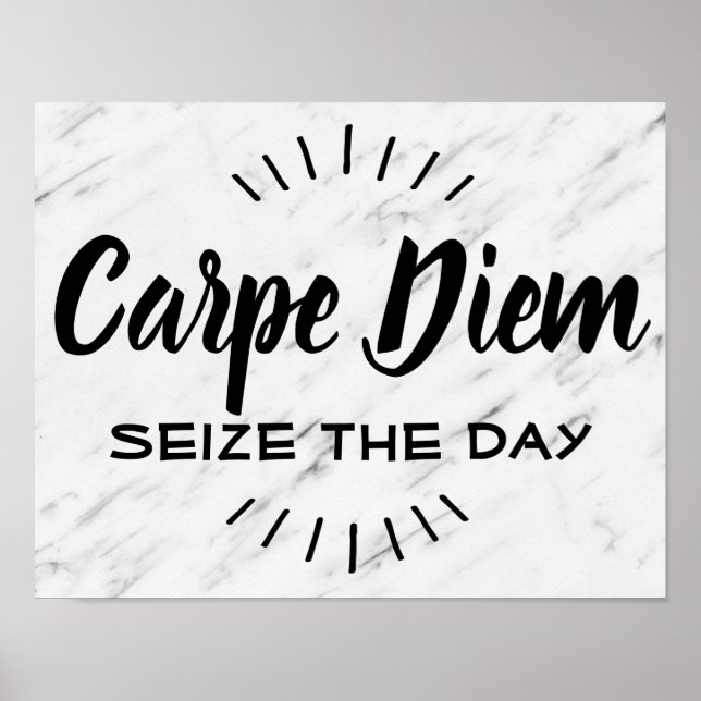 Póster Cita motivacional de Carpe diem diciendo mármol mo (Frente)