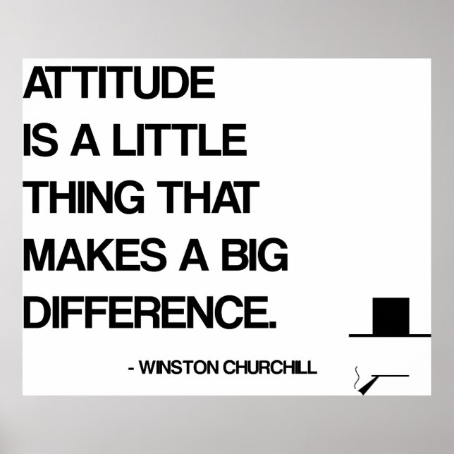 Póster Cita motivacional de Churchill - Actitud (Frente)