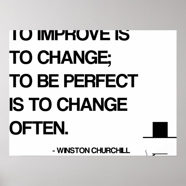 Póster Cita motivacional de Churchill - Cambio a menudo (Frente)