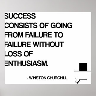 Póster Cita motivacional de Churchill - Éxito