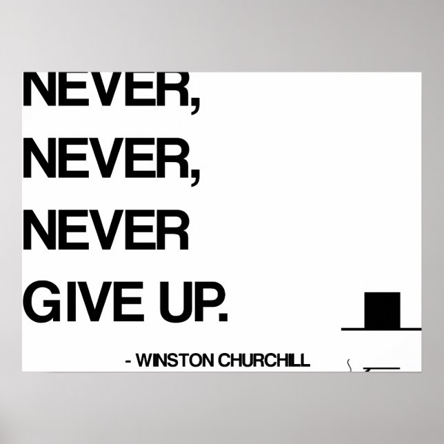 Póster Cita motivacional de Churchill - Nunca se rindan (Frente)