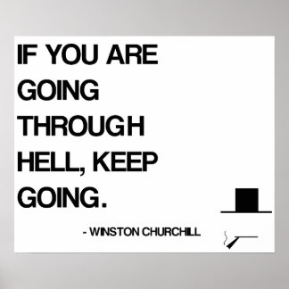 Póster Cita motivacional de Churchill - Pasando por el in