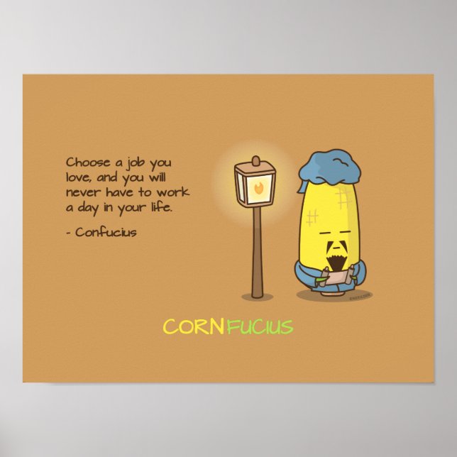 Póster Cita motivacional de Confucio y Punny (Frente)