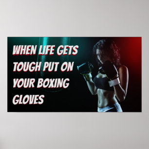 Póster Cita Motivacional de Entrenamiento de Chica Boxead