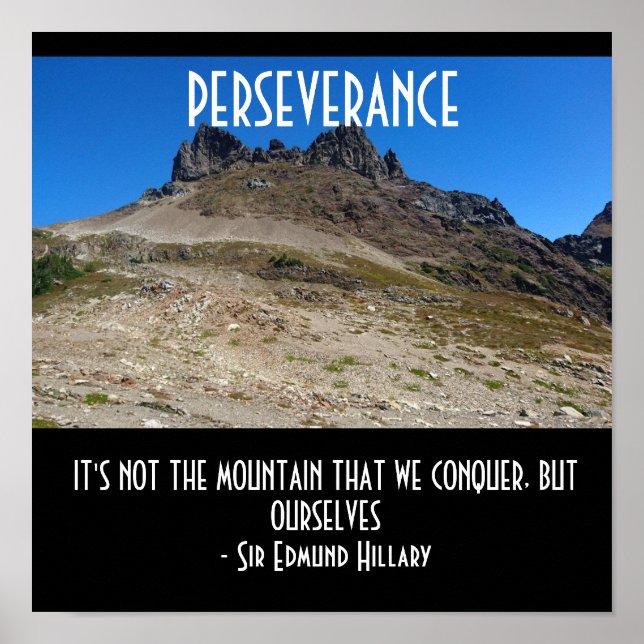 Póster Cita motivacional de escalada en montaña Persevera (Frente)