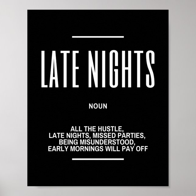 Póster Cita motivacional de las últimas noches (Frente)