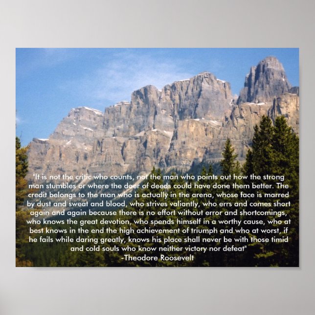 Póster Cita motivacional de Theodore Roosevelt (Frente)
