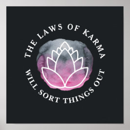Póster Cita motivacional de White Lotus Karma Carbón