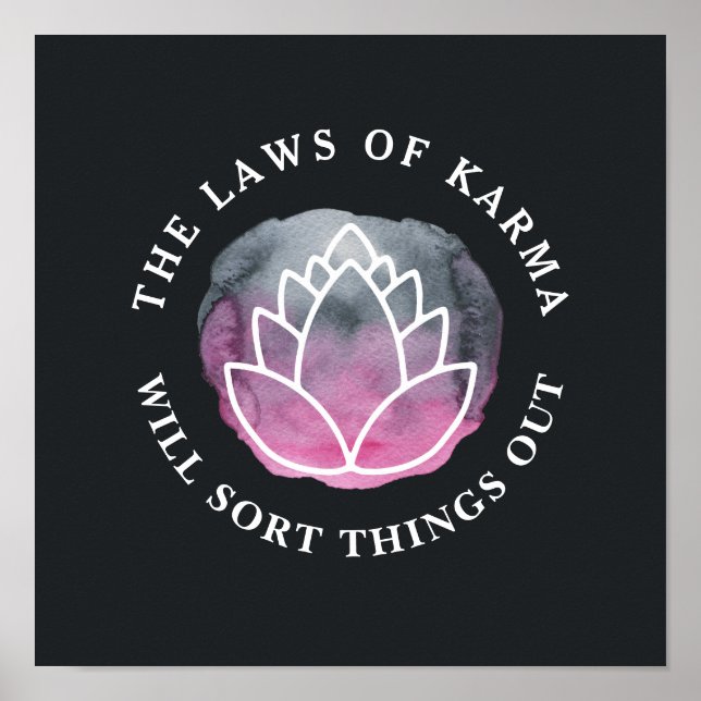 Póster Cita motivacional de White Lotus Karma Carbón (Frente)