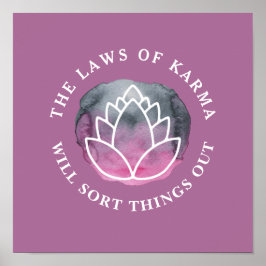 Póster Cita motivacional de White Lotus Karma Dark Mauve