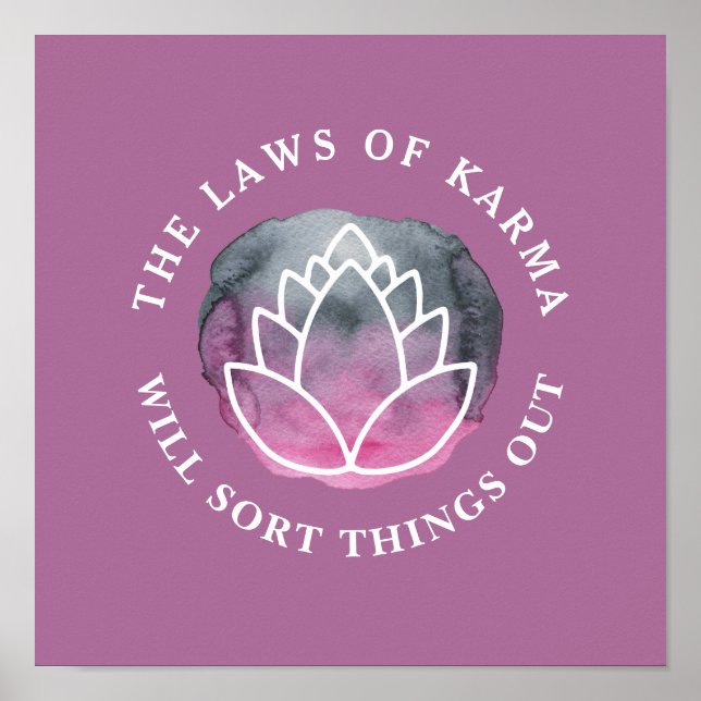 Póster Cita motivacional de White Lotus Karma Dark Mauve (Frente)