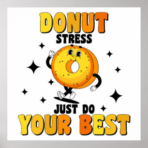 Póster Cita motivacional divertida de donut retro