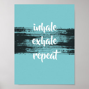 Póster cita motivacional inhalar exhalación verde azulada