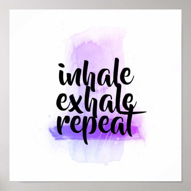 Póster cita motivacional inhalar exhalar repetir violeta (Frente)