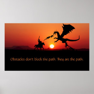 Póster Cita motivacional Inspiradora Dragon vs Knight