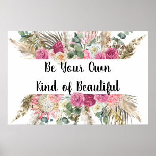 Póster Cita motivacional personalizada Floral rosa