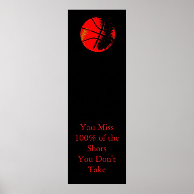Póster Cita motivacional Poster de baloncesto negro rojo (Frente)
