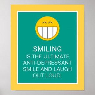 Póster Cita motivacional sonriente antidepresiva
