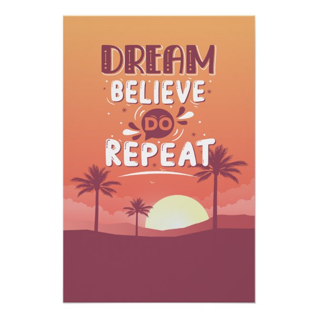 Póster Cita motivacional Sueño cree que repite (Anverso)