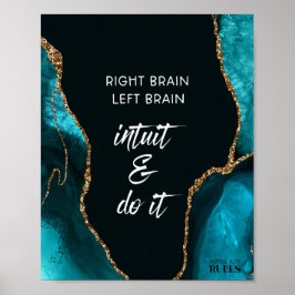 Póster Cita Motivacional Teal Gold Agate BossLady Reglas