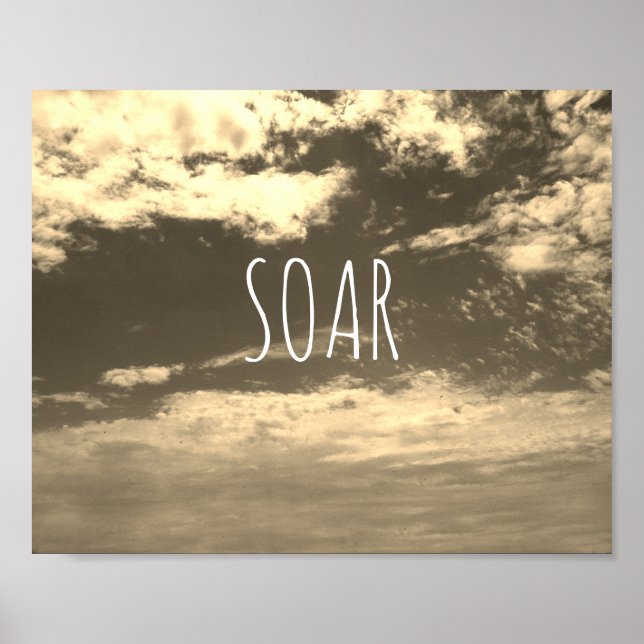 Póster cita motivadora cielo poster y nubes (Frente)