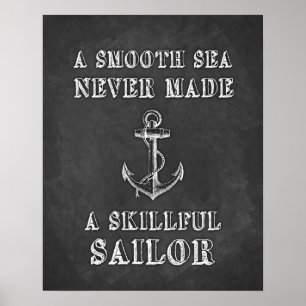 Póster Cita motivadora de Chalkboard Sailor poster