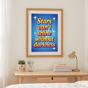 Póster Cita motivadora de estrella con gradiente rosa y a