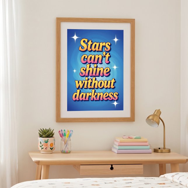 Póster Cita motivadora de estrella con gradiente rosa y a (Subido por el creador)