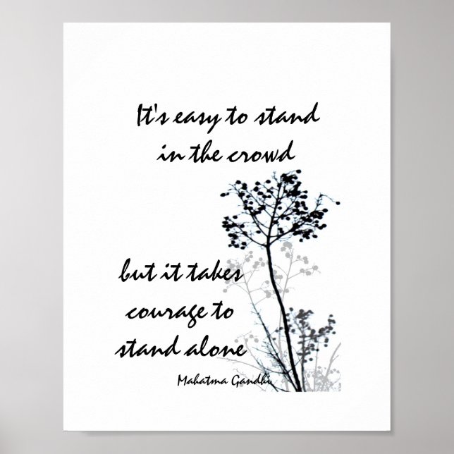 Póster cita motivadora de Gandhi en blanco y negro (Frente)