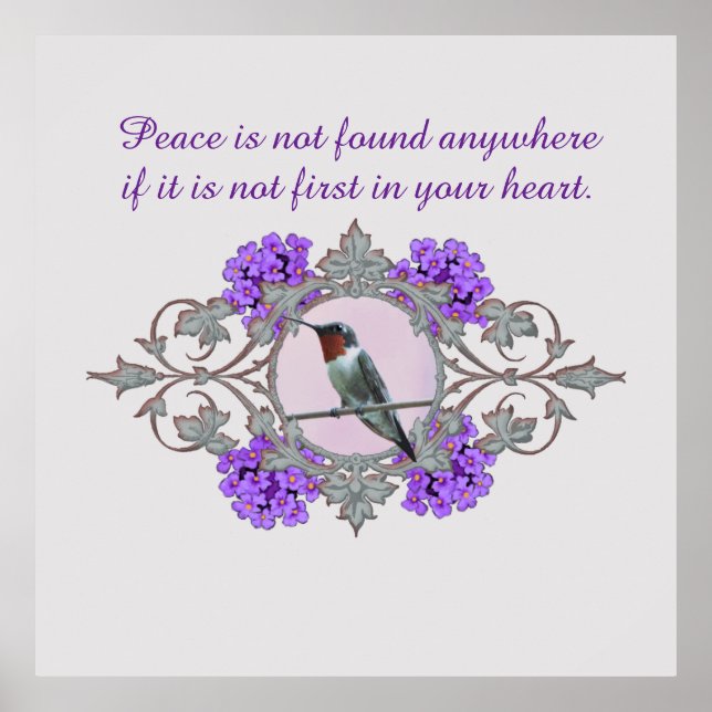 Póster Cita motivadora inspiradora y colibrí (Frente)