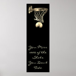 Póster Cita motivadora Puerta de Baloncesto Vintage Sepia