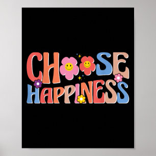 Póster Cita motivadora Retro Groovy elige la felicidad