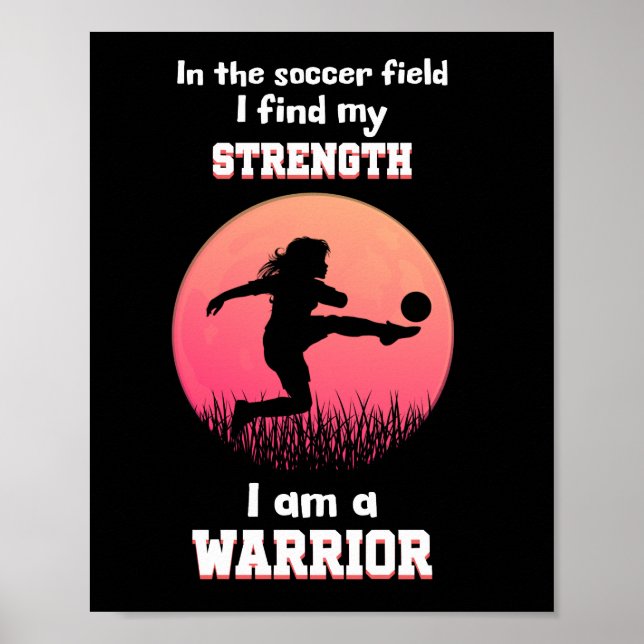 Póster Cita motivadora sobre el fútbol de chica (Frente)