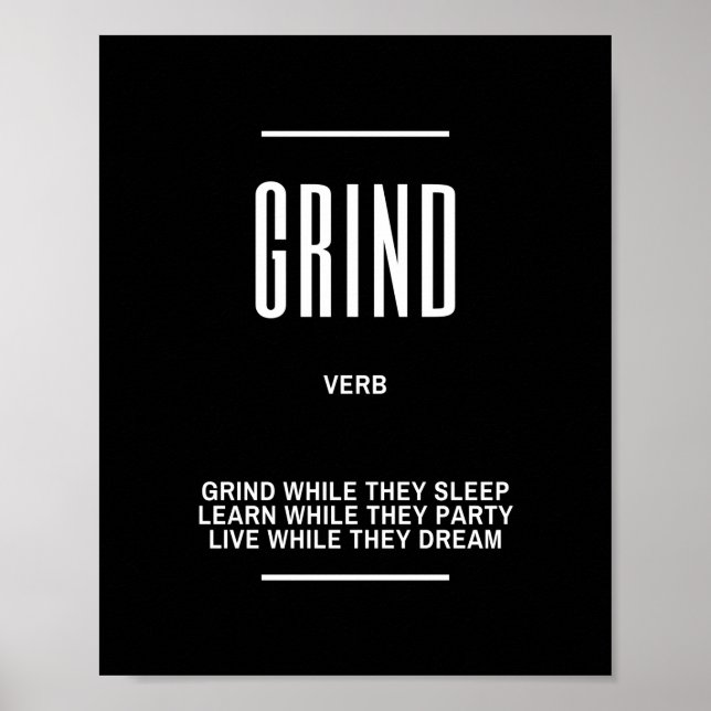 Póster Cita Motivadora Sobre El Grinding (Frente)